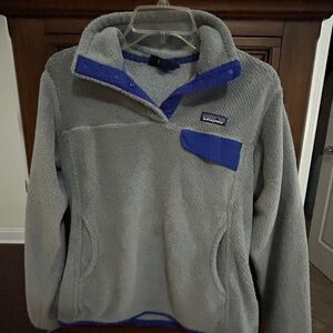 Patagonia Gray Fleece with Blue Trim